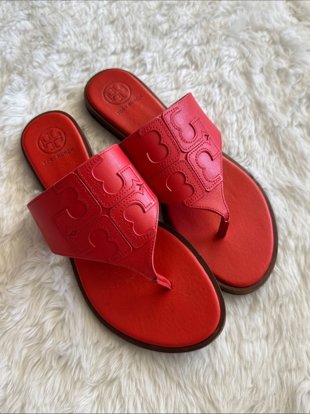 Tory Burch Coral-Red Miller Thong Sandals